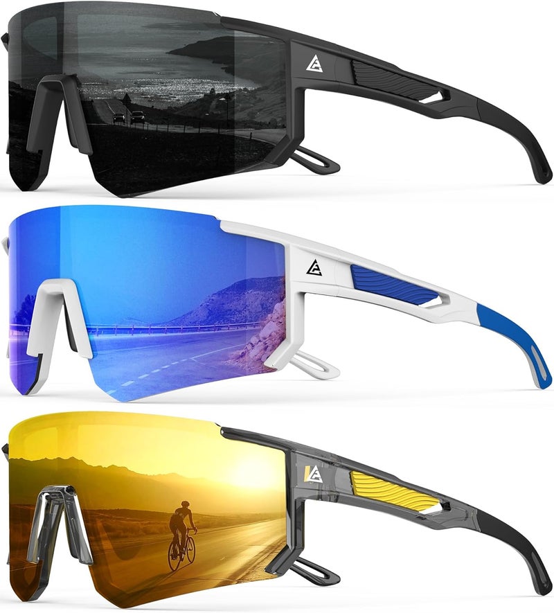 QALLY Store Polarized Sports Sunglasses for Men, UV400 Protection Mens Sunglasses Wrap Around Sun Glasses for Cycling Running - Image 1